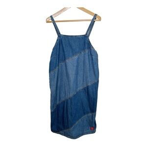 Vintage Denim Patchwork Shift Dress Size 1X Y2K 90s Sleeveless Grunge Boho